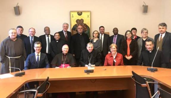 Professor Casarella with group dialogue meeting with Pope Francis