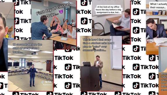 Splices of screenshots from Aaron Dinin's TikTok account