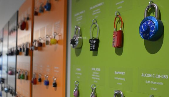 Locks mounted on the wall.