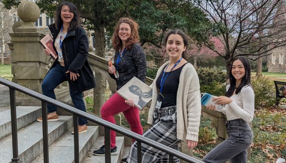 Bibliotech team gathers on the steps.