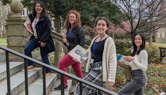 Bibliotech team gathers on the steps. 