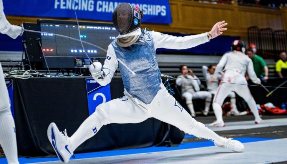 Duke fencer competing at NCAA championships