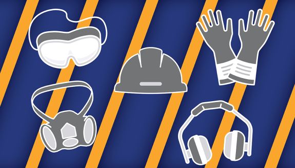 Goggles, mask, hard hat, gloves and ear plugs are a key part of safety.