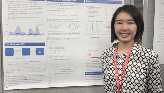Jenny Huang at a poster presentation of her research