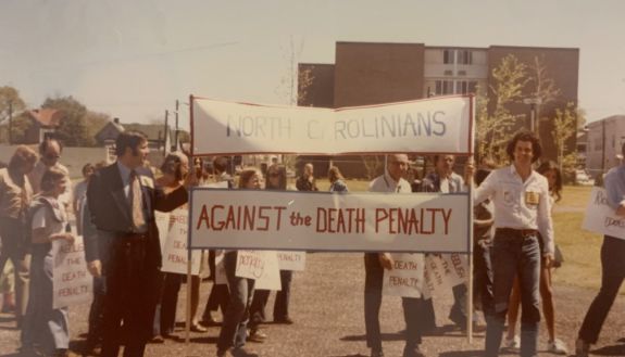 Archival photo of people protesting the death penalty