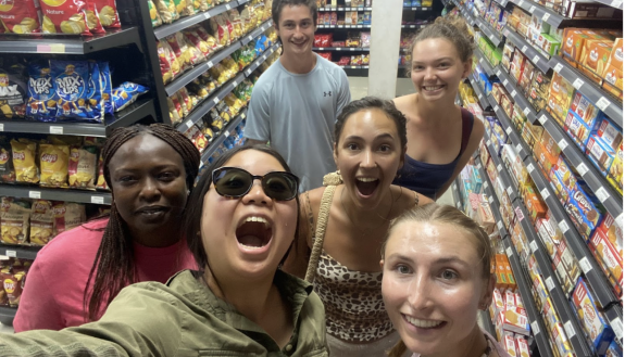 A group of students in togo in a traditionally western supermarket