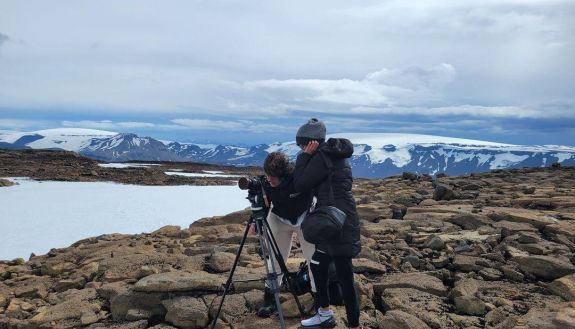 Jacob Whatley and Kulsoom Rizavi filming in Iceland.