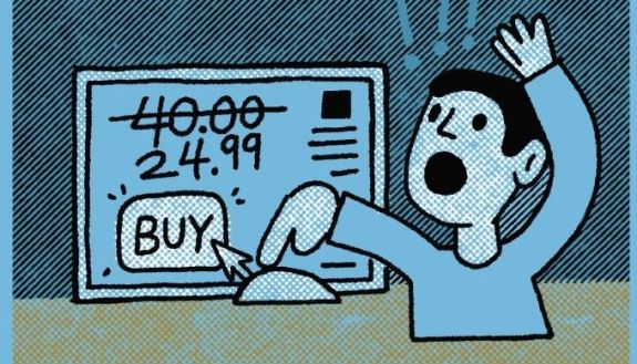 Graphic of person buying at a sale price 