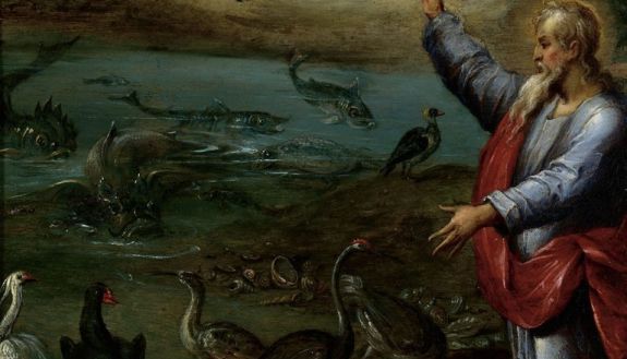 Jan van Kessel I (attributed), Flemish, Creation of the Birds and Fishes, c. 1650.
