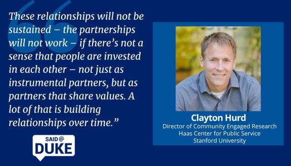 Said@Duke: Stanford's Clayton Hurd on Community-Engaged Research 