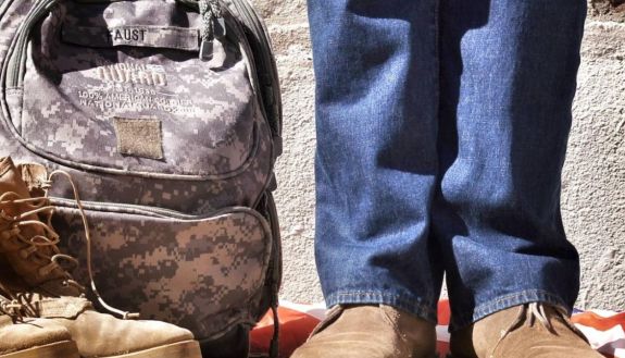 US soldier with military bag