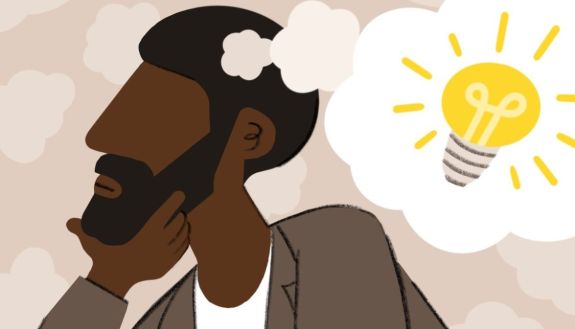 Illustration of African American person thinking of idea