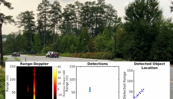 graphics for automative radar layered on road