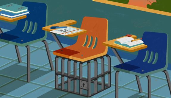Illustration of school desks