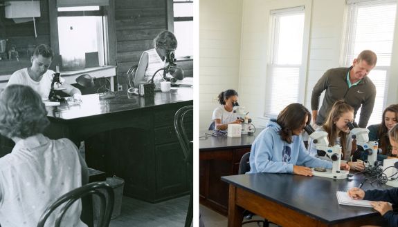 Then & Now: Classroom learning at the Marine lab