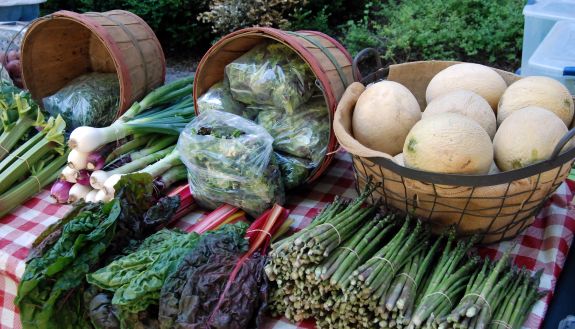 An array of fresh produce available at the Duke Farmers Market