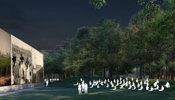 architect rendition of the space at the front of the planned Nasher sculpture garden