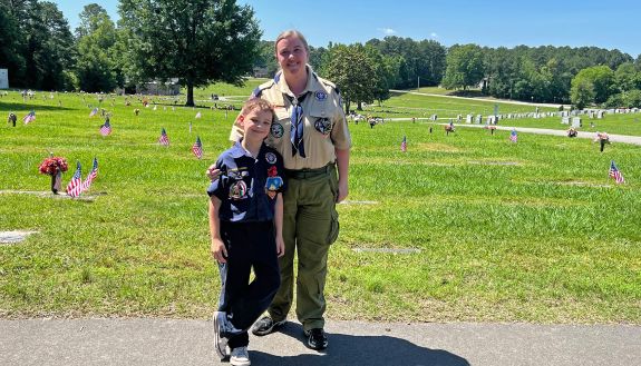 Julie Kent and her son, Zachary, visited Woodlawn Memorial Park over Memorial Day Weekend. Photo courtesy of Julie Kent.