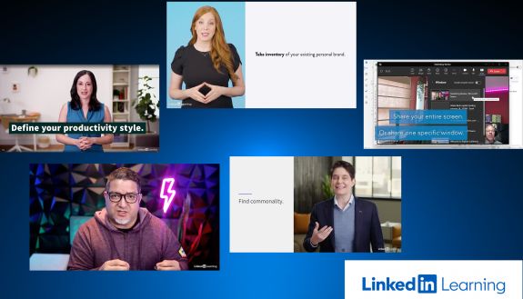 A collage of LinkedIn Learning videos.