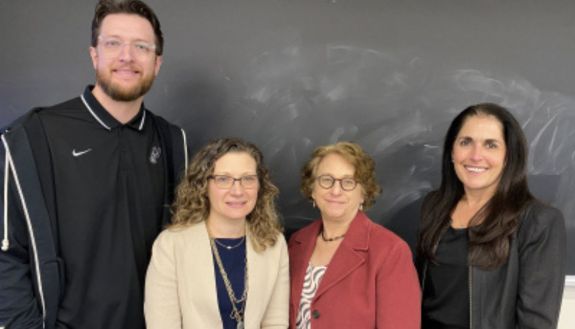 Joshua Fink (Ph.D. 2017), Sarah Mustillo (Ph.D. 2001) and Emily Agree (Ph.D. 1993) with Jen’nan Read, Sally Dalton Robinson Professor and chair of the Department of Sociology.