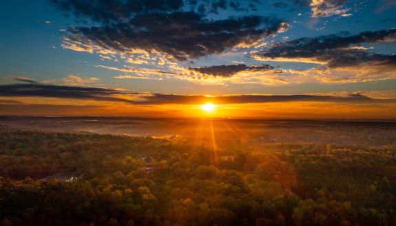 A sunrise over Duke Forest