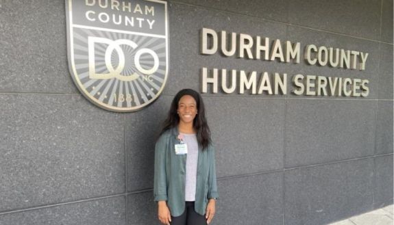 Evlyn Samuel, a third-year medical student at Duke, is interning this year with the Lincoln Community Health Center at its satellite location at the Durham County Human Services in downtown Durham.