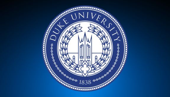 Duke University logo on a blue background