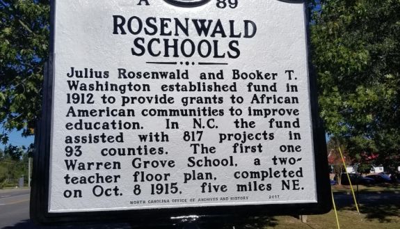 Sign of Rosenwald schools