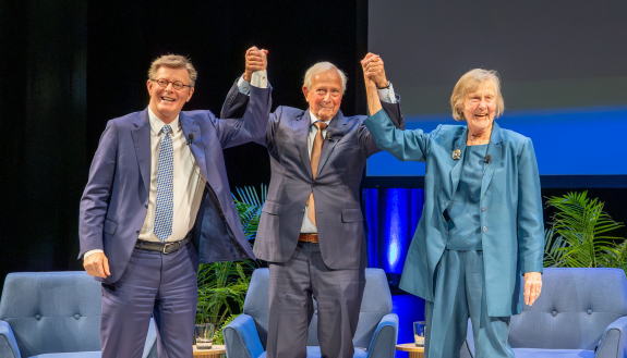 President Vincent Price with former Duke presidents Richard Brodhead and Nannerl Keohane.