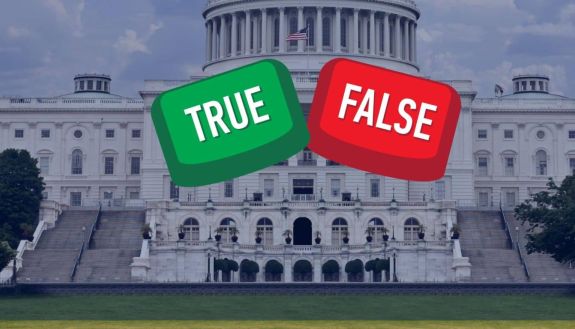 Capitol building with true and false buttons