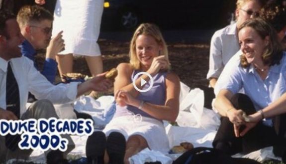 Students on a lawn, Duke Decades 2000s video