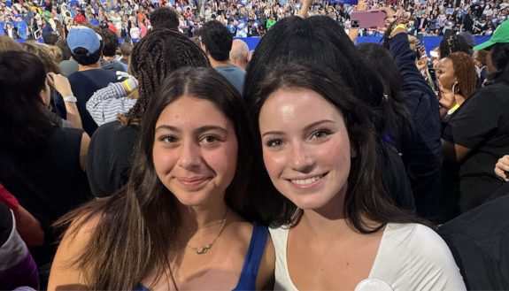 Two Duke students at a political rally.