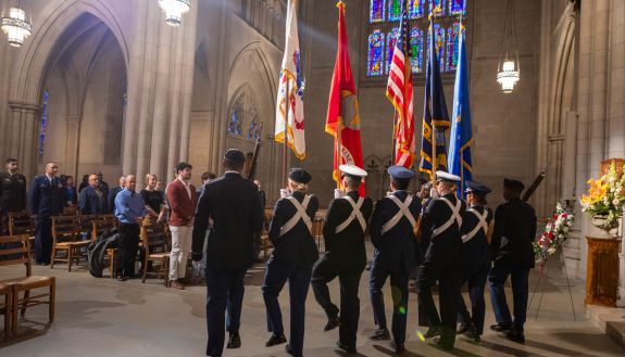Color guard in Duke Chapel.