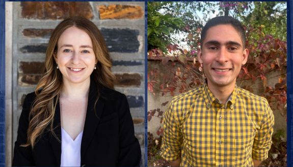 Carlee Goldberg and Faraan Rahim will use the Samvid Scholarship for graduate study