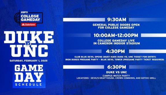 Duke UNC Game Day announcement