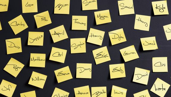 Names written on Post-it Notes