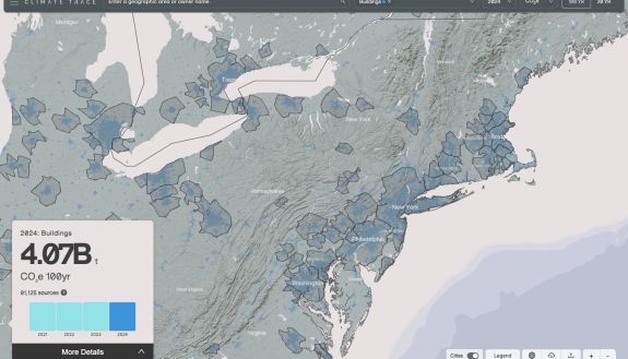 A graphic of a map showing building emissions