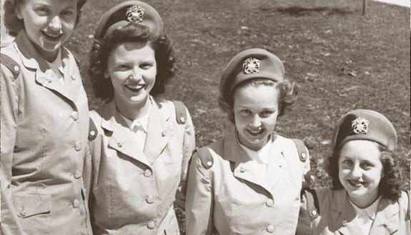 Archival photo of nurses in military uniform
