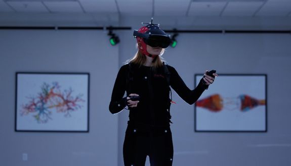 person with a virtual helmet on 