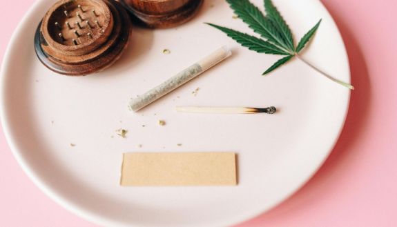 plate with cannibas on it