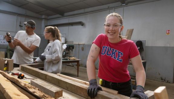 Person in a wood workshop