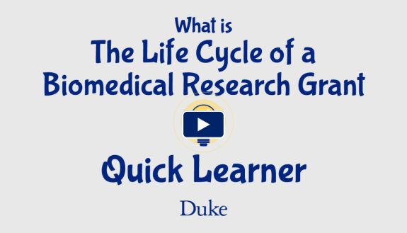 What is The Life Cycle of a Biomedical Research Grant Quick Learner