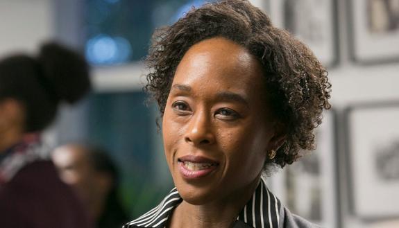 Author Margot Lee Shetterly meets with students during a reception at the John Hope Franklin Center on Wednesday. Photo by Megan Mendenhall/Duke Photography