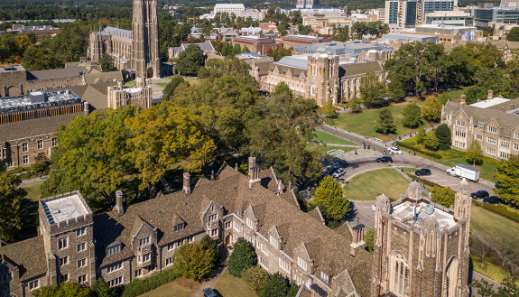 aerial of Duke west campus