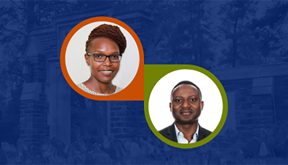 Grace Musila (left) and Eric Mvukiyehe will join the Trinity faculty this year.