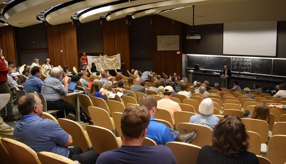 Supporters and opponents were both vocal at the CHP public forum. Photo by Rebecca Hoeffler