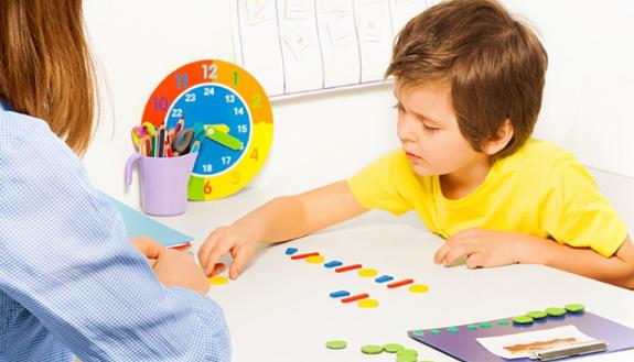 stock image of child in a research study