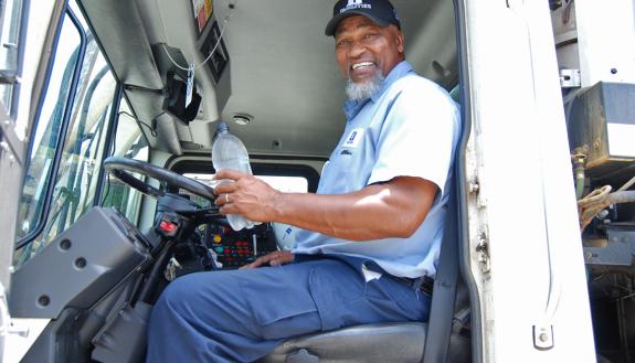 Buck King in his truck.
