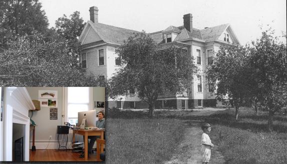 For more than a century, the building now known as the Lyndhurst House has stood near Duke's East Campus. What was once a residence, shown here in the early 20th century, is now an office, shown in the inset.