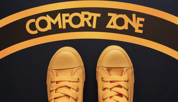Feet and a line labeled "comfort zone."